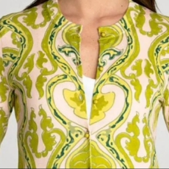 J. Crew Paisley Print Jewel Button Cardigan Sz Medium - Picture 6 of 8